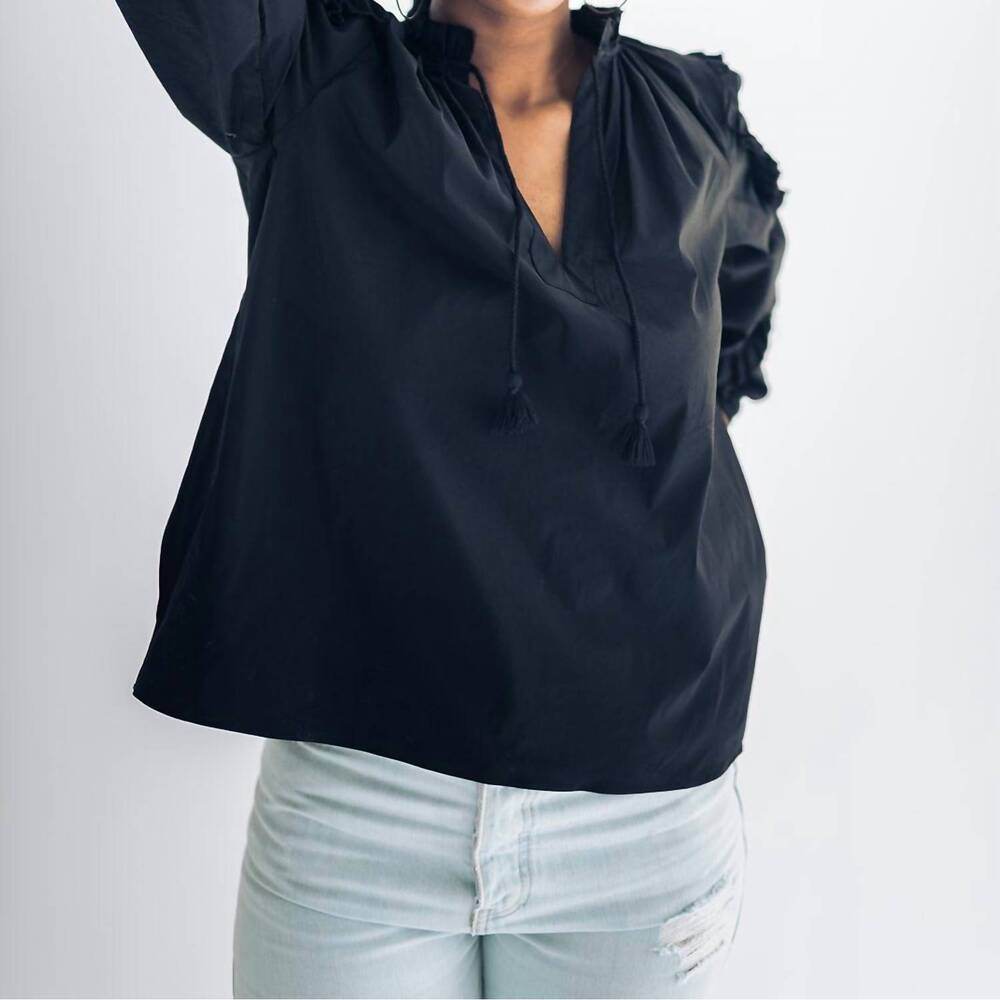 NEW FALCON PARK ruby peasant top in black